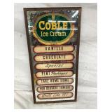 COBLE ICE CREAM MIRROR MENU SIGN