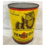 1QT. PENNZOIL MOTOR OIL CAN W/OWL 