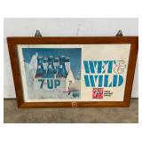 7UP WOOD FRAMED CB SIGN W/6-PACK