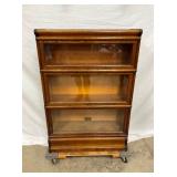 3 STACK OAK LAWYERS GLOBE BOOKCASE