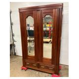 VINTAGE WARDROBE W/MIRROR DOORS/DRAWERS