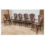 SET (6) NICE MATCHING OAK BILLIARD CHAIRS