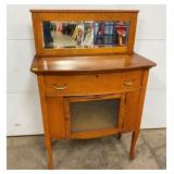 NICE SIZE OAK SIDEBOARD BEVELED MIRROR