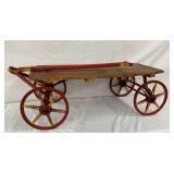 EARLY WOODEN SPRING LOADED WAGON