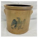4G. STONEWARE CROCK W/ COBALT EAGLE 