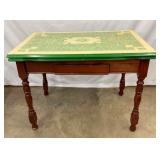 GREEN ENAMEL TOP TABLE