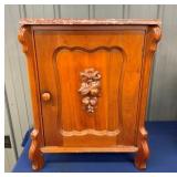 CHOC. MARBLE TOP WALNUT CABINET