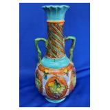 10 1/2IN MAJOLICA DOUBLE HANDLE VASE