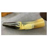 12 1/2" HANDCARVED STAG POWDER HORN