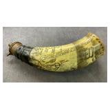 9" HANDCARVED POWDER HORN