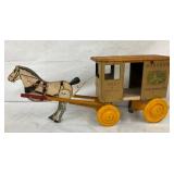 WOODEN BORDENS MILK CART TOY
