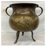 LARGE BRONZE FOOTED VASE