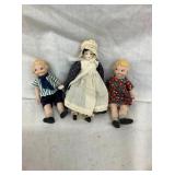 (3) EARLY PORC. DOLLS W/MOVABLE EYES