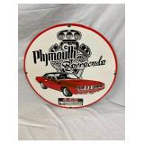 30IN. PORC. PLYMOUTH BARRACUDA SIGN