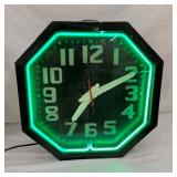 25" EARLY OCTAGON GREEN NEON CLOCK