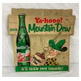 EARLY EMB. PLASTIC MT. DEW SIGN