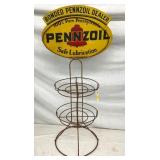 PENNZOIL OIL RACK BONDED DEALER SIGN