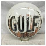1PC.EMB. GULF MILK GLASS PUMP GLOBE