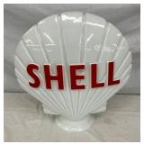 EMB. MILK GLASS SHELL PUMP GLOBE