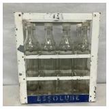 EARLY ESSOLUBE METAL CARRIER W/ BOTTLES
