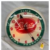 17" ROBERTS DAIRY LIGHTED LEXAN CLOCK