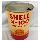 5QT SHELL X-100 MOTOR OIL CAN W/SHELL
