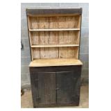 PRIM. STEPBACK CUPBOARD W/ CUT NAILS
