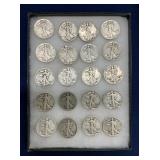 (20) 1936-45 SILVER WALKING LIB. HALVES