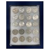(20) 1938-46 SILVER WALKING LIB. HALVES