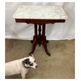 VINTAGE MAH. MARBLE TOP EASTLAKE TABLE