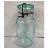 WHITNEY BLUE GLASS TELEPHONE QT. JAR