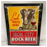 FRAMED IRON CITY BOCK BEER CB 