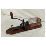 EARLY GLASS COFFEE GRINDER 16"