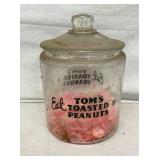 EARLY TOMS STORE JAR W/ GLASS LID