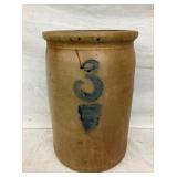 3G. SALT GLAZE CROCK W/ BLUE COBALT