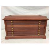 WOODEN 7 DRAWER COIN CHEST 21X12