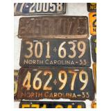 COLLECTION NC LIC. TAGS 1927,1933