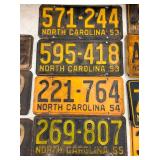 1953-55 NC EMB. LIC TAGS