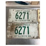 PAIR IL 1956 LIC. TAGS