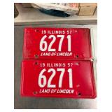 PAIR 1957 IL. LIC. TAGS