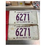 PAIR IL. 1958 LIC. TAGS