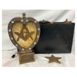 RARE MASONIC CASKET MEMORIAL LIGHT