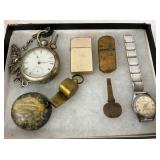 VINTAGE POCKET WATCHES,WHISTLE,MORE