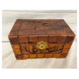 EARLY WOODEN CARVED DOCUMENT BOX