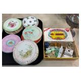 EARLY VINTAGE CHINA COASTERS, STOPPERS