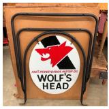 OLD STOCK WOLFS HEAD DST SIDEWALK SIGN
