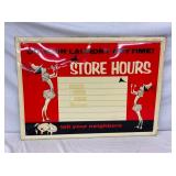 SST EMB. 1960 LAUNDRY STORE HOURS SIGN