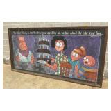 SIGNED SKING CHALK PAINTED BIRTHDAY ADV.
