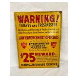SST EMB. WARNING THEIVES TRESPASSERS SIGN 
