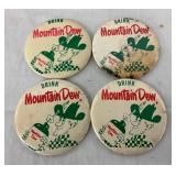 4 DRINK MOUNTIAN DEW BUTTONS W/ WILLIE